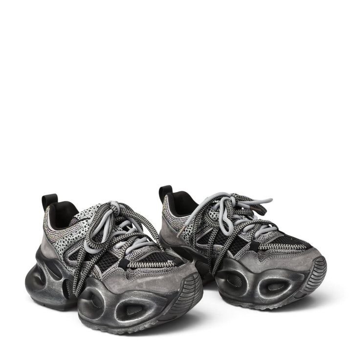 ada-shoes.ro Gryxx grey suede chunky trainers with lace-up closure and 6cm platform sole for women