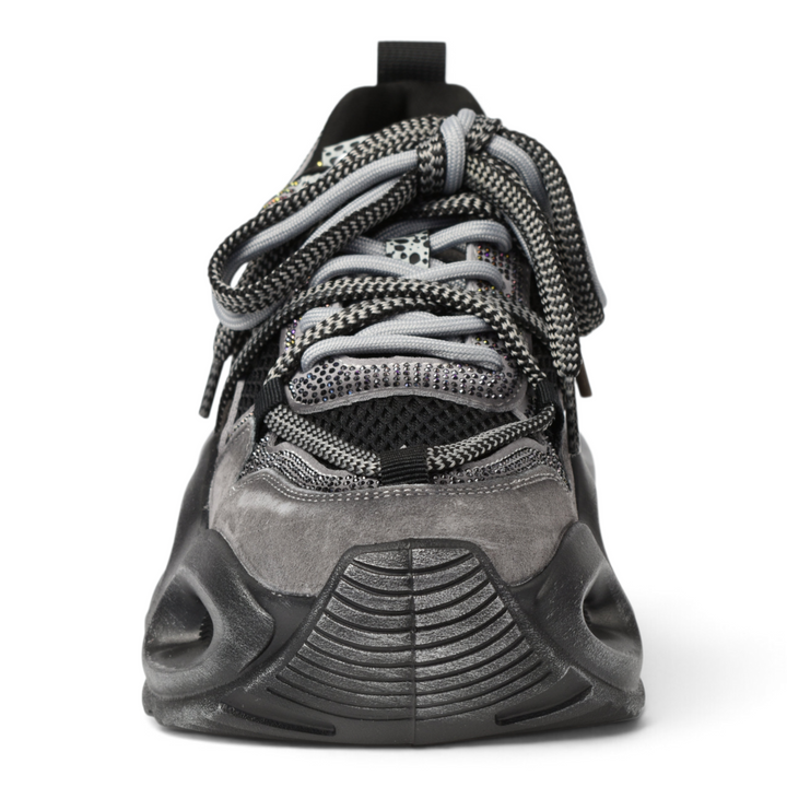 ada-shoes.ro Gryxx grey suede platform sneakers with chunky black sole and patterned laces