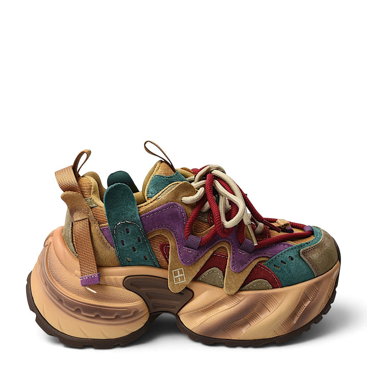 ada-shoes.ro Gryxx sneakers in multi-colored suede with a chunky 6cm platform sole and lace-up closure