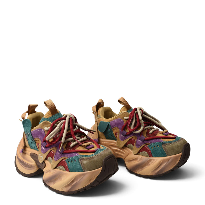 ada-shoes.ro Gryxx multi-coloured suede platform sneakers with chunky soles and lace-up fastening