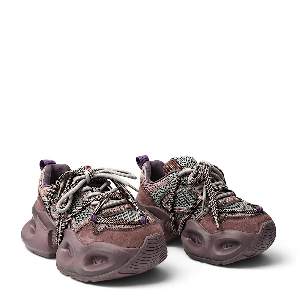 ada-shoes.ro Gryxx purple suede sneakers with chunky platform soles and lace-up design for women