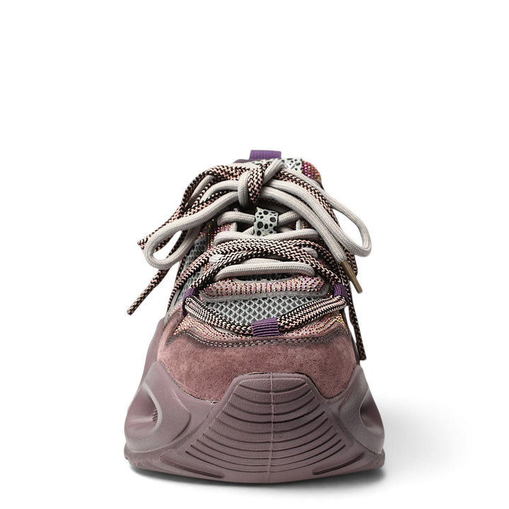 ada-shoes.ro Gryxx purple suede sneakers with a thick platform sole and lace-up closure, front view.