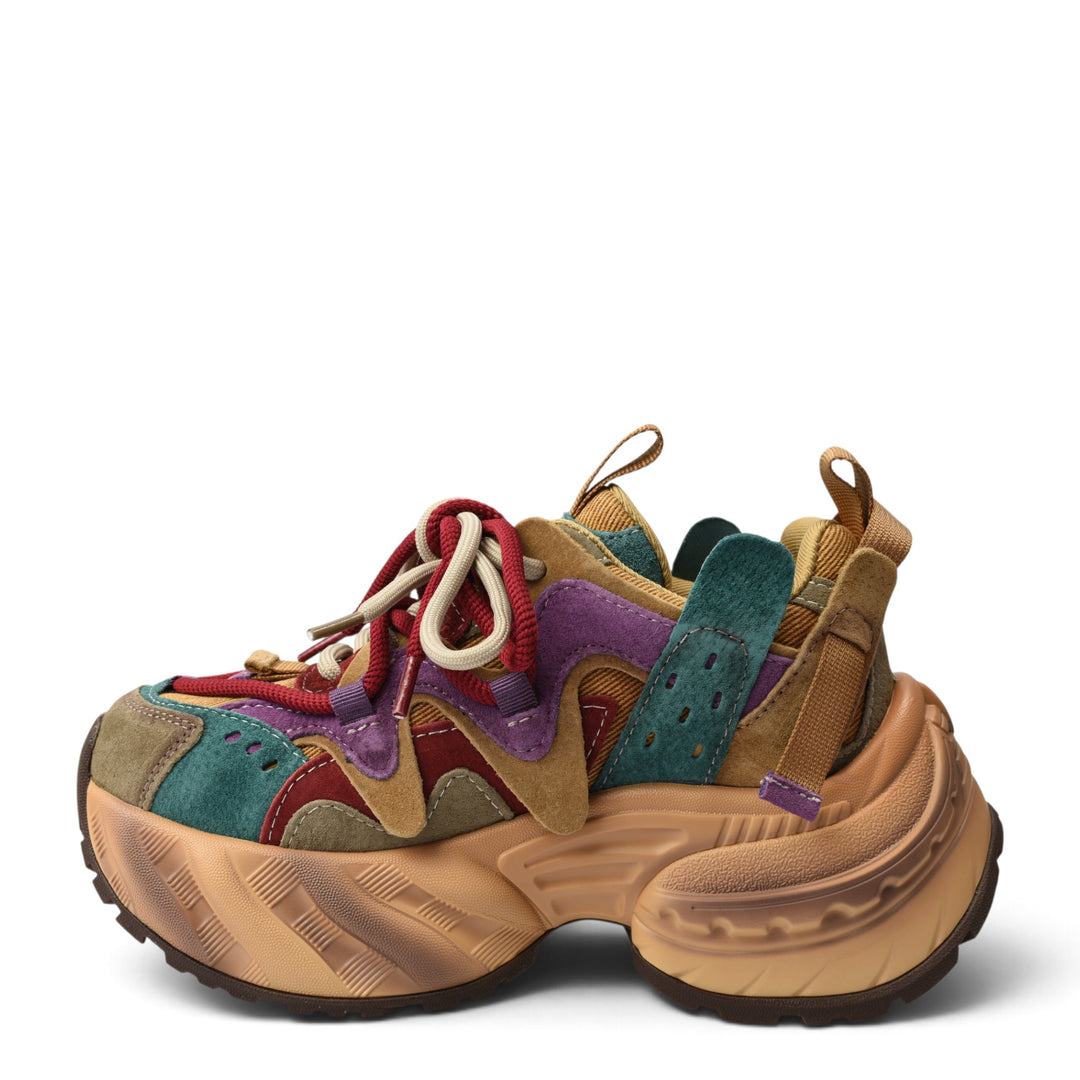 ada-shoes.ro Gryxx multi-coloured suede platform sneakers with chunky sole and lace-up closure