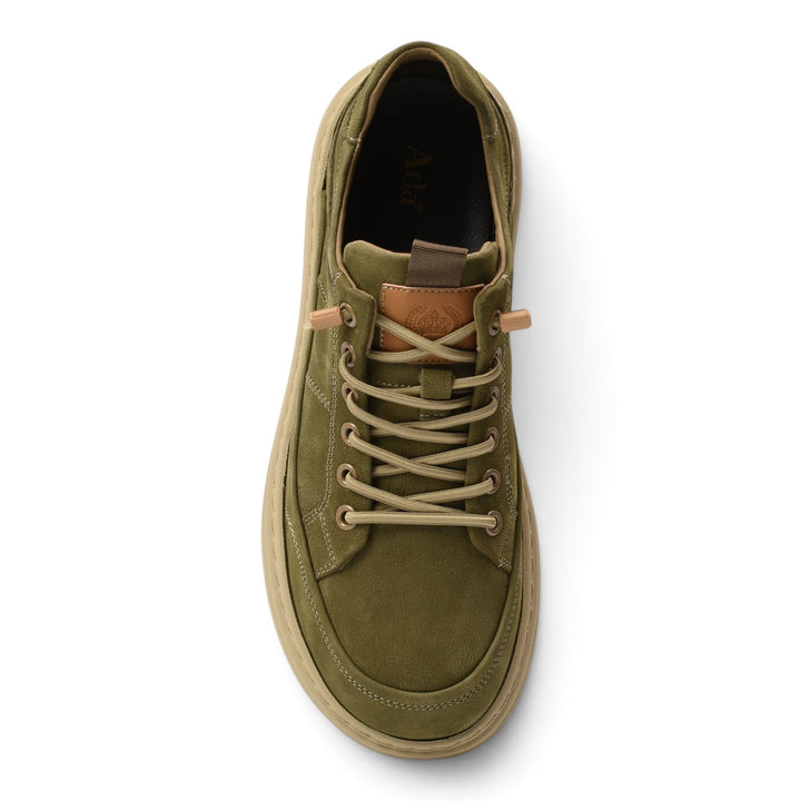 ada-shoes.ro khaki leather sneakers with lace-up closure and flexible sole for men