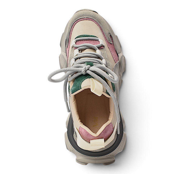 ada-shoes.ro Franco Gerardo sneakers in a multi-color suede design with grey, pink, and green accents and lace-up closure