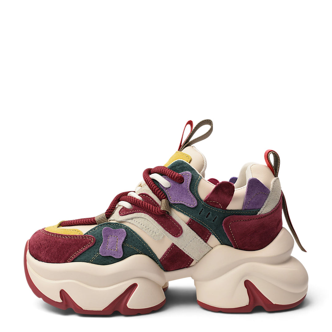 ada-shoes.ro chunky sneakers in multi-colored suede with thick platform sole and lace-up closure