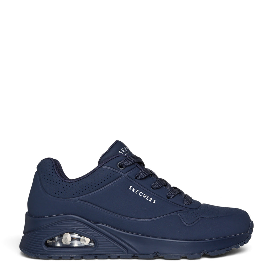 ada-shoes.ro Skechers Uno Stand On Air navy blue sneakers with memory foam and visible air cushion sole