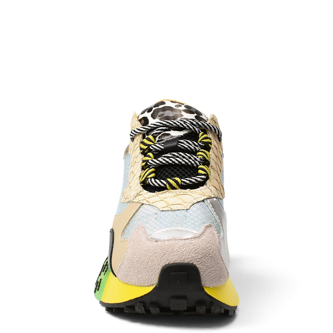 ada-shoes.ro orange leather sneakers with leopard print details, lace-up closure, and a flexible 3cm sole.