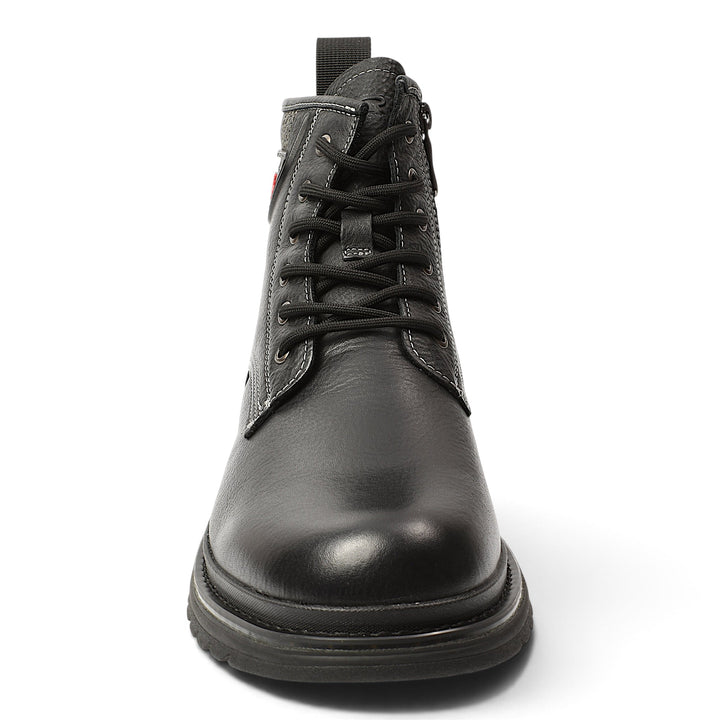 ada-shoes.ro Otter black leather sports boots with laces and side zipper for men