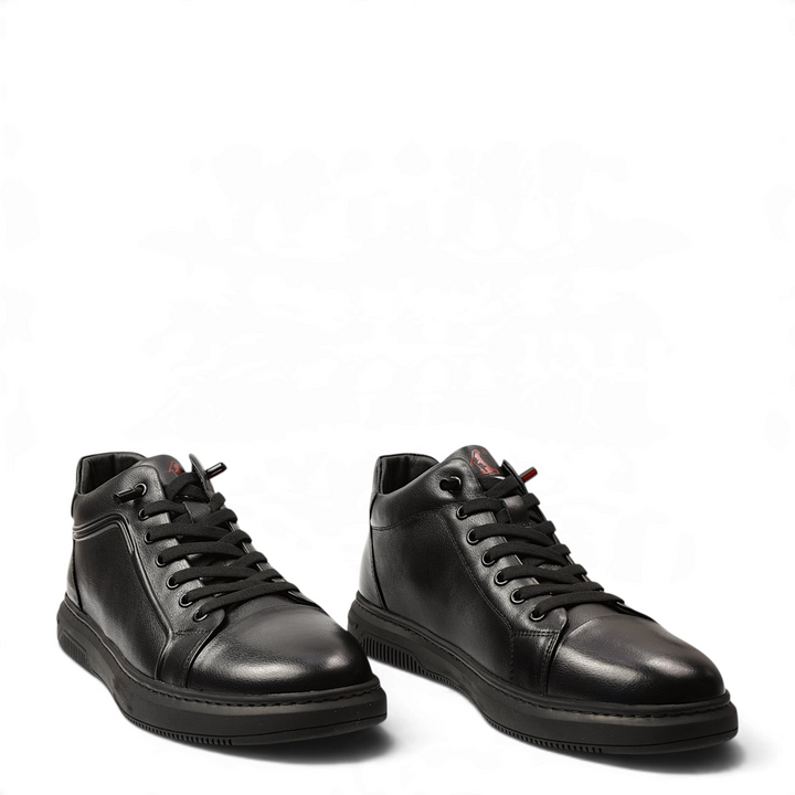 ada-shoes.ro Otter black leather casual ankle boots with lace-up closure and flexible sole for men