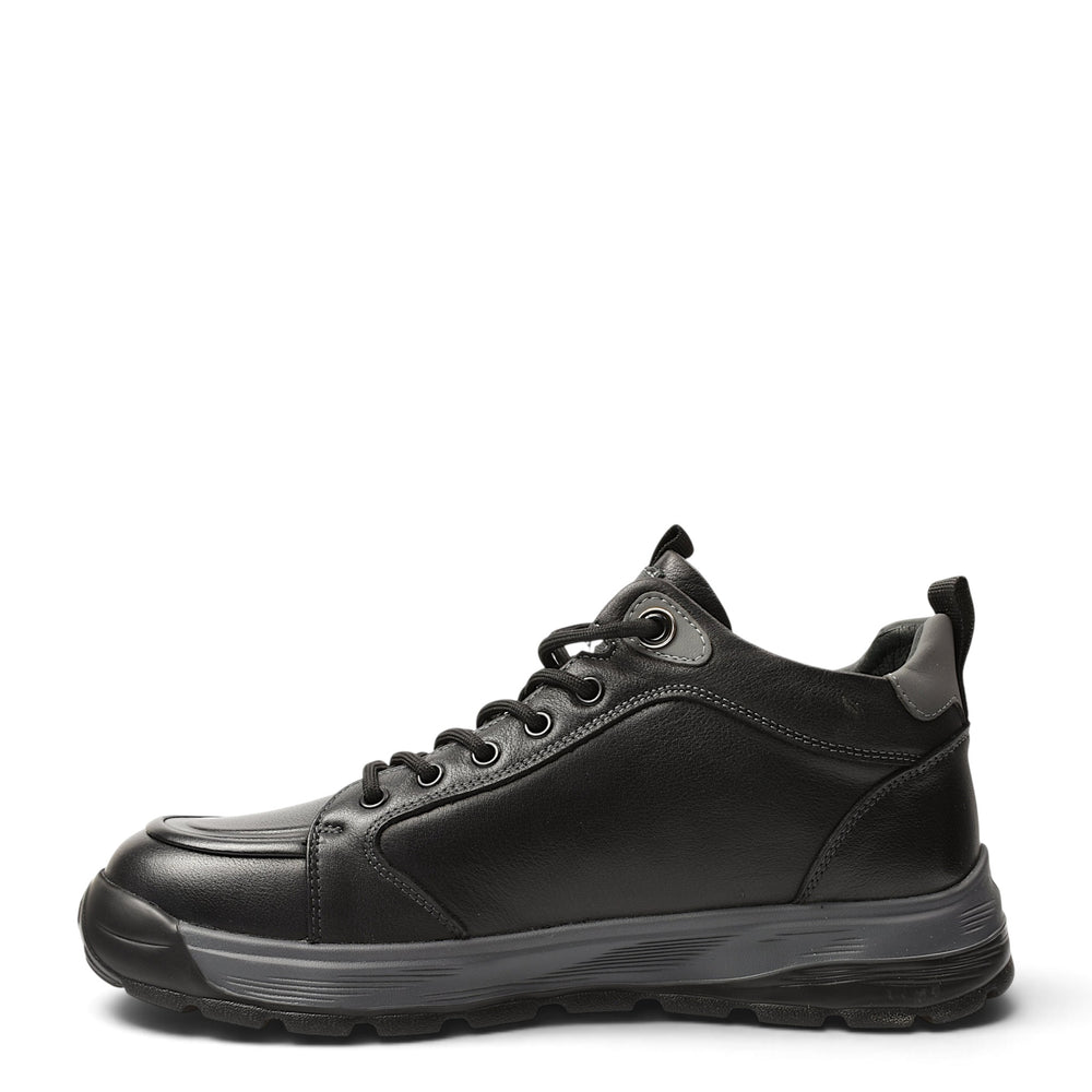ada-shoes.ro Otter black leather casual men's boots with lace-up and zipper closure and a flexible sole