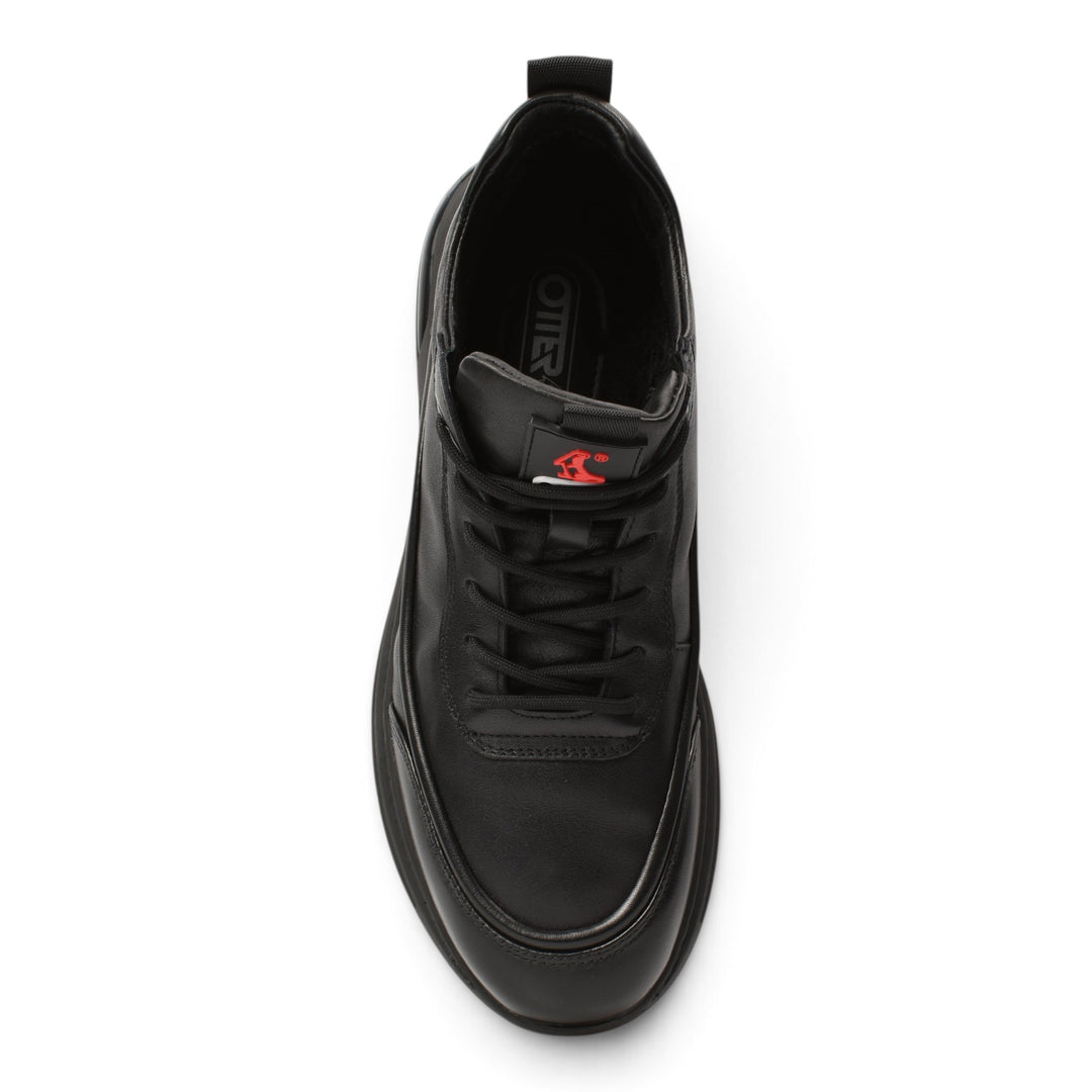 ada-shoes.ro Otter black leather sport boots with lace-up closure and flexible sole for men