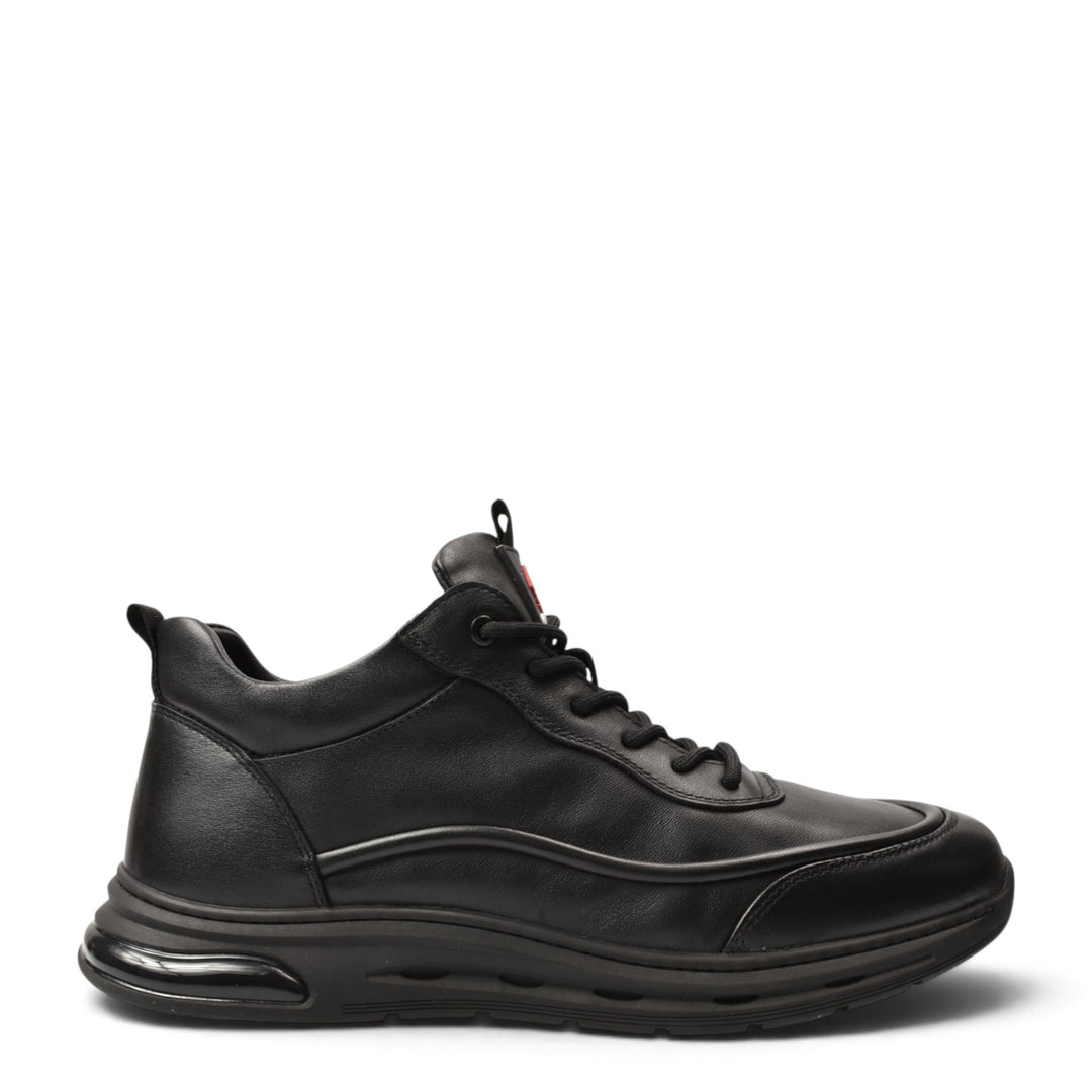 ada-shoes.ro Otter black leather sports boots with lace-up closure and flexible sole for men