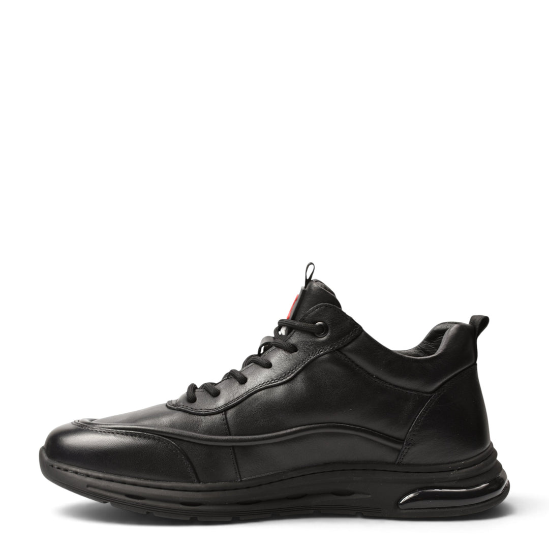 ada-shoes.ro Otter black leather sports boots with lace-up closure and flexible sole for men
