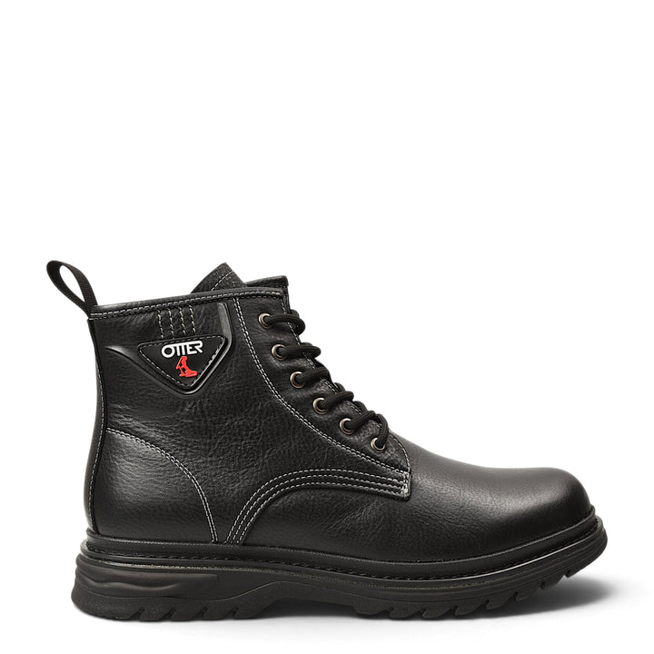 ada-shoes.ro Otter black leather sports boots with lace-up and side zipper closure and flexible sole