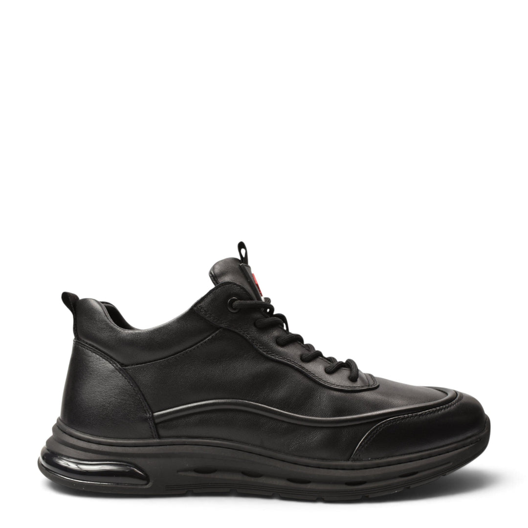 ada-shoes.ro Otter black leather sports boots with lace-up closure and flexible sole for men