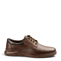 ada-shoes.ro Otter brown leather casual men's shoes with lace-up closure and flexible traction sole