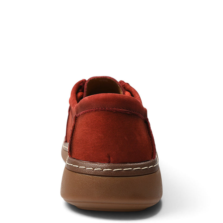 ada-shoes.ro Formazione 898 red suede casual shoes, back view showing brown sole and stitching detail