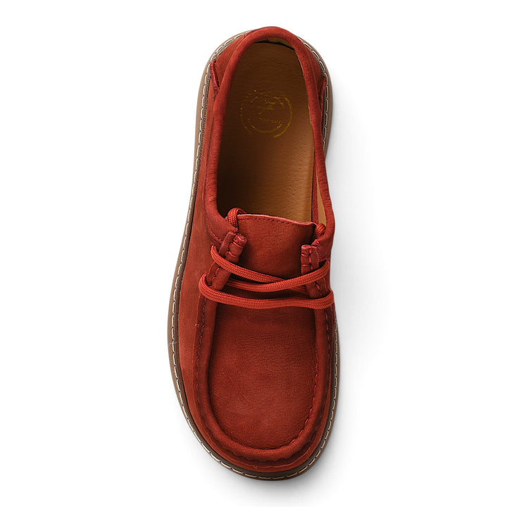ada-shoes.ro red suede casual shoes with lace-up closure and flexible sole for women