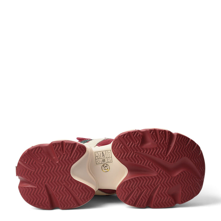 ada-shoes.ro red suede sneakers featuring a thick, flexible 5cm rubber sole with a textured grip pattern.