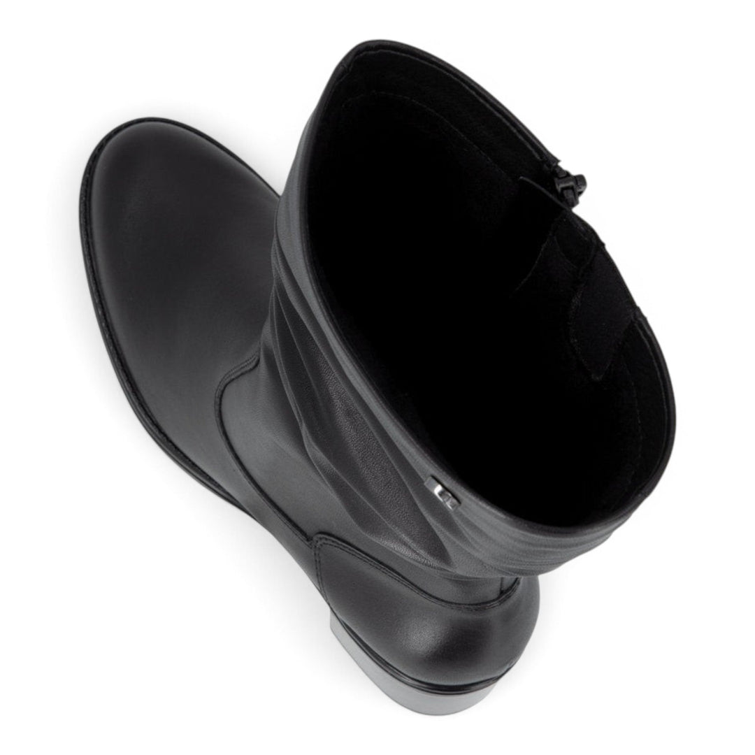 ada-shoes.ro Remonte D2A79-00 black leather boots with a block heel, side zipper, and comfortable fit.