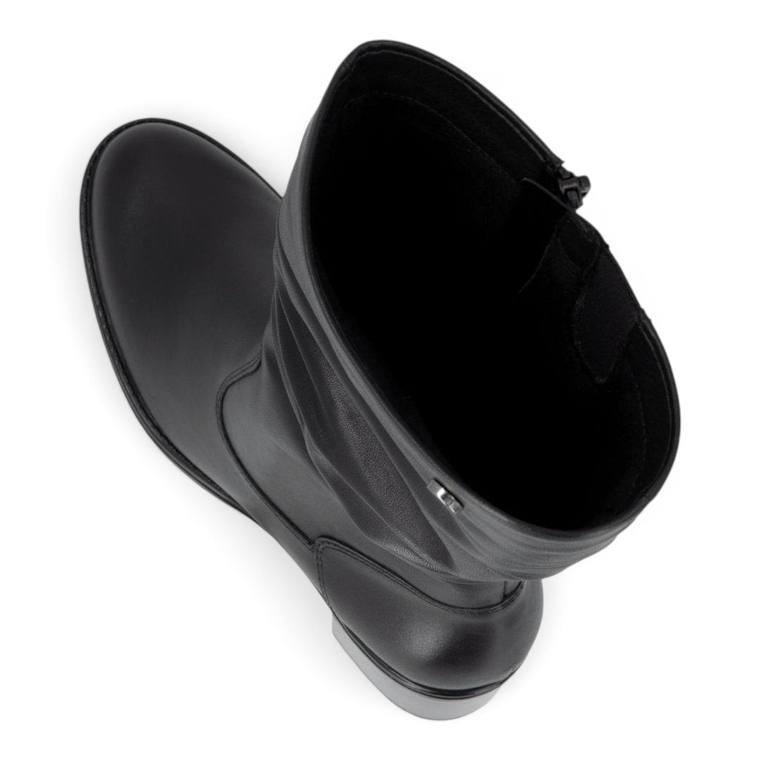 ada-shoes.ro Remonte D2A79-00 black leather boots with a block heel, side zipper, and comfortable fit.