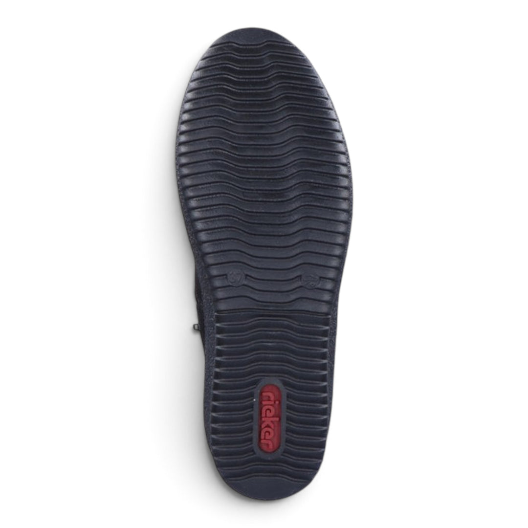 ada-shoes.ro Rieker black casual boot sole with flexible wavy tread pattern for superior grip and comfort