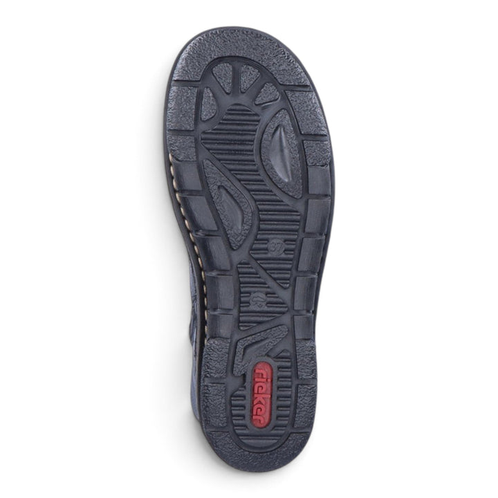 ada-shoes.ro Rieker black boot sole with textured tread pattern and red logo branding