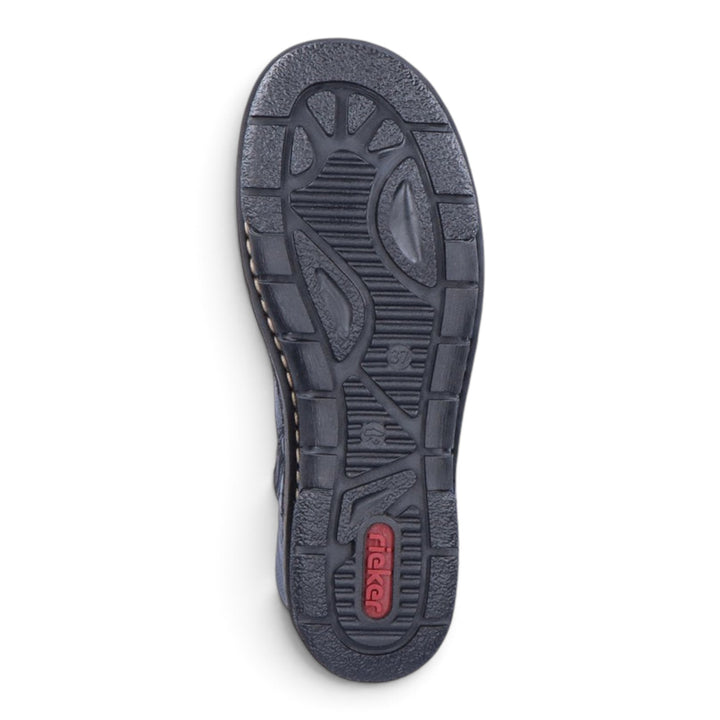 ada-shoes.ro Rieker black boot sole with textured tread pattern and red logo branding