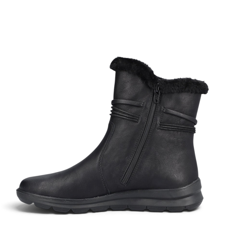ada-shoes.ro Rieker black casual ankle boots made of synthetic leather with natural wool lining and side zipper