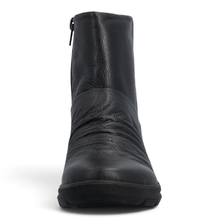 ada-shoes.ro Rieker black leather ankle boots with a round toe and side zipper for winter comfort