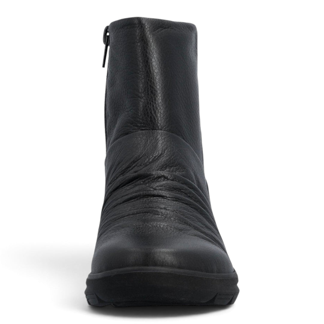 ada-shoes.ro Rieker black leather ankle boots with a round toe and side zipper for winter comfort
