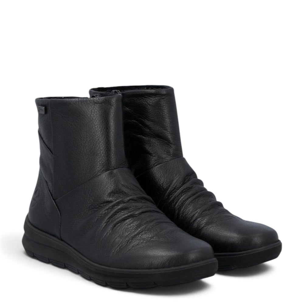 ada-shoes.ro Rieker black leather ankle boots with RiekerTEX water-resistant membrane and warm lining for winter