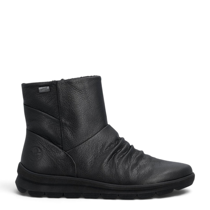 ada-shoes.ro Rieker black leather ankle boots with RiekerTEX waterproof membrane and flexible latex sole