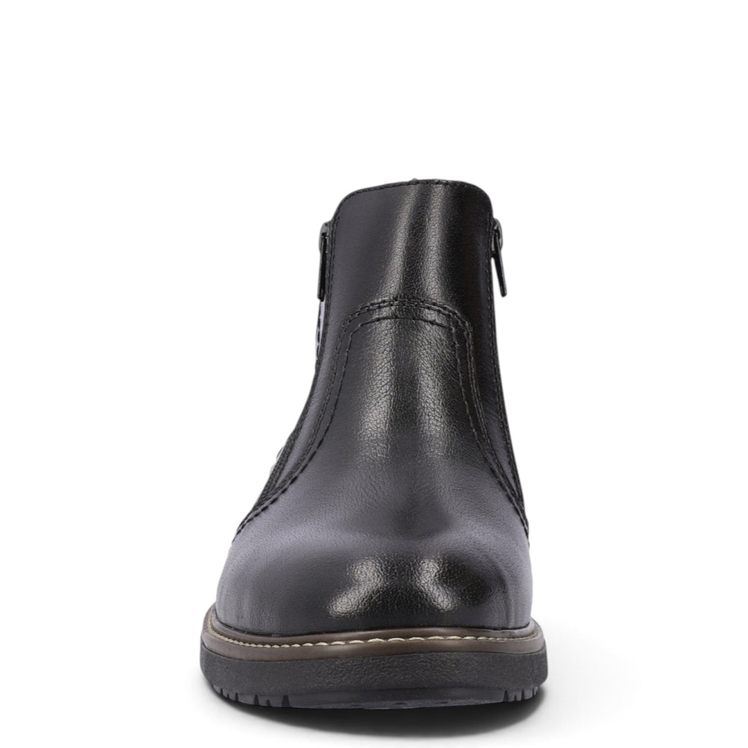 ada-shoes.ro Rieker black leather ankle boots with side zipper and wool lining for men