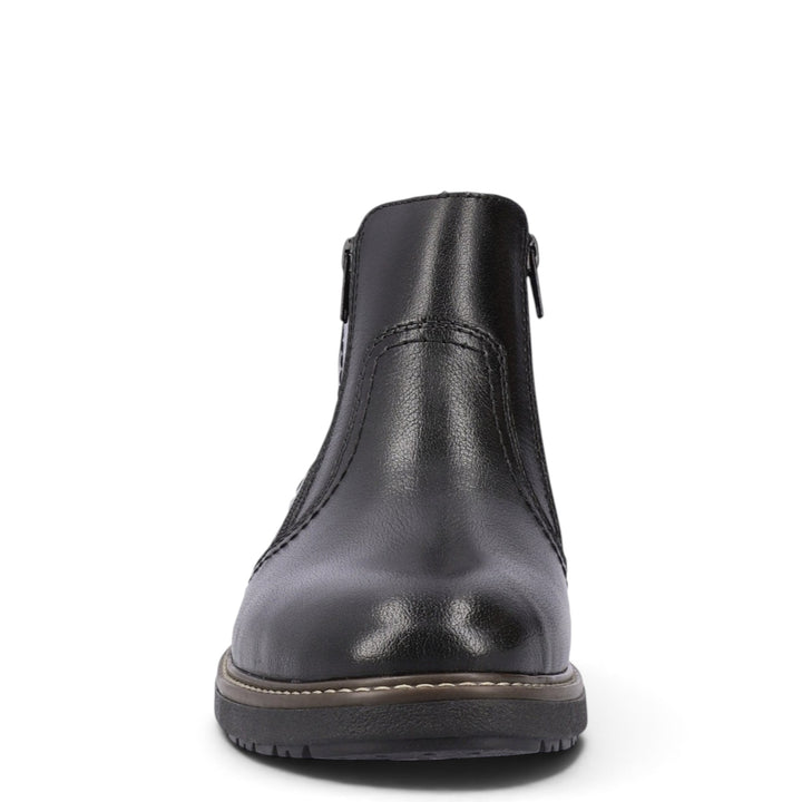 ada-shoes.ro Rieker black leather ankle boots with side zipper and wool lining for men
