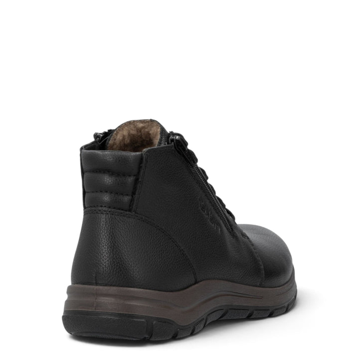 ada-shoes.ro Rieker black leather winter boots with sheepskin lining and side zipper, rear view