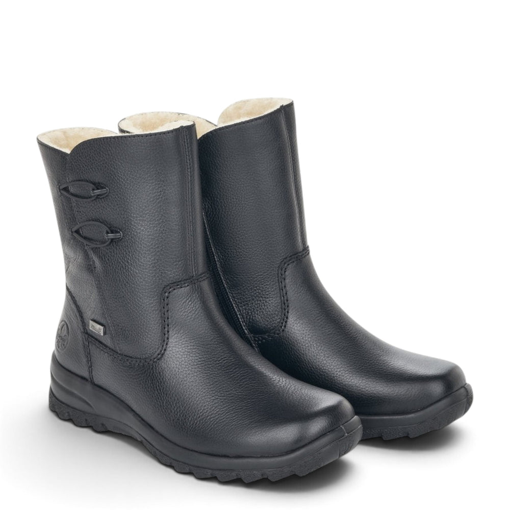 ada-shoes.ro Rieker black leather TEX winter boots with wool lining and flexible Antistress sole
