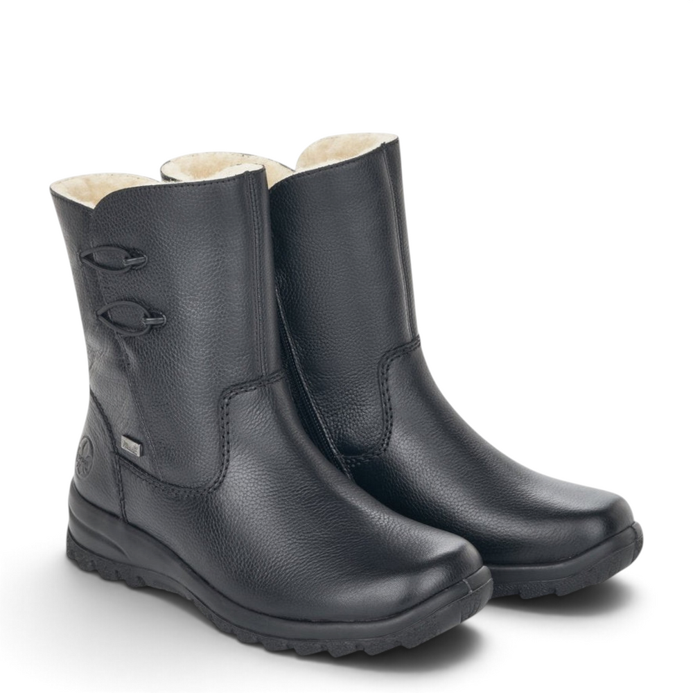 ada-shoes.ro Rieker black leather TEX winter boots with wool lining and flexible Antistress sole