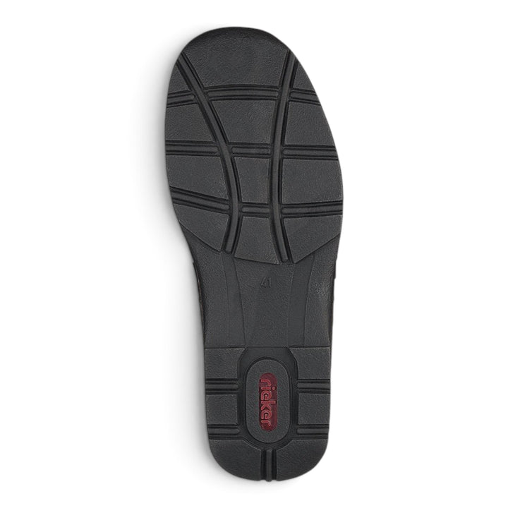 ada-shoes.ro Rieker Antistress casual shoe black rubber outsole with textured tread pattern and brand logo