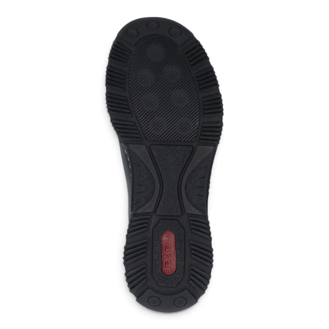 ada-shoes.ro Rieker black casual shoe sole with textured tread pattern and logo detail