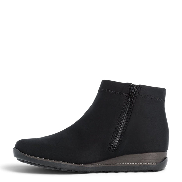 ada-shoes.ro Rieker black stretch fabric ankle boots with side zipper and warm lining for winter