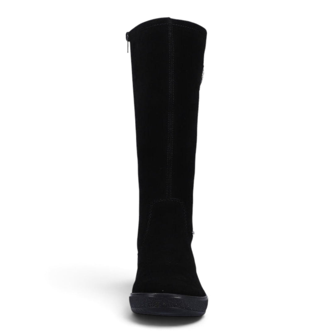 ada-shoes.ro Rieker black suede casual boots with wool lining and flexible sole for women