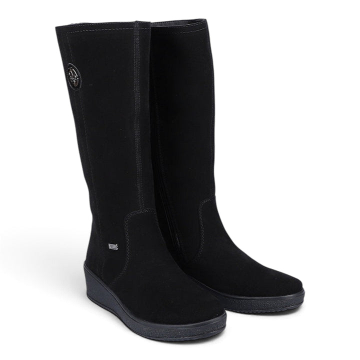 ada-shoes.ro Rieker black suede casual boots with wool lining and flexible anatomical sole for winter comfort