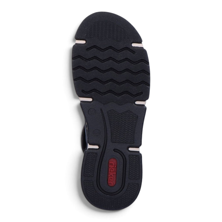 Black Rieker boot sole with textured tread pattern for stability, featured on ada-shoes.ro