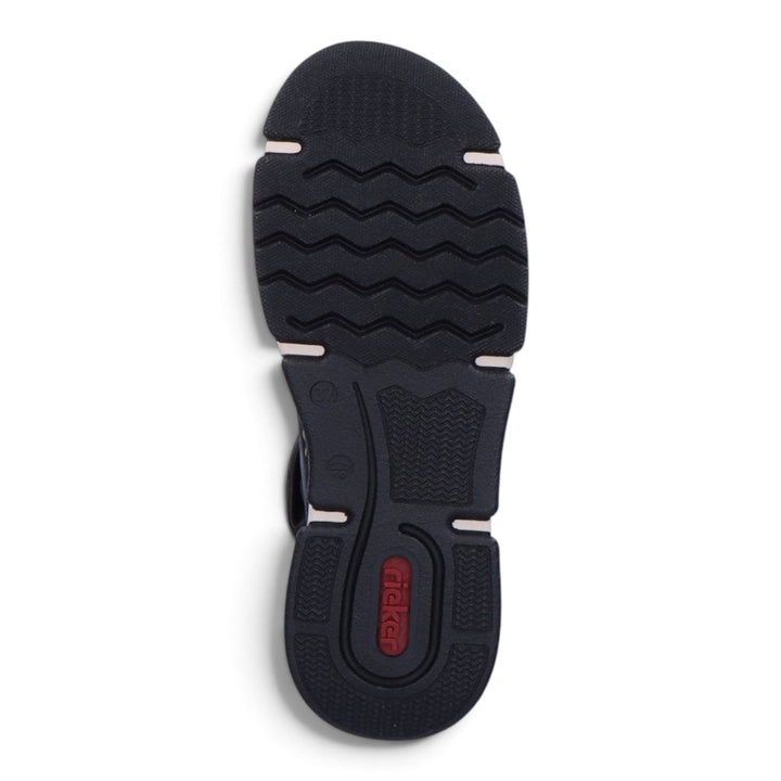 Black Rieker boot sole with textured tread pattern for stability, featured on ada-shoes.ro