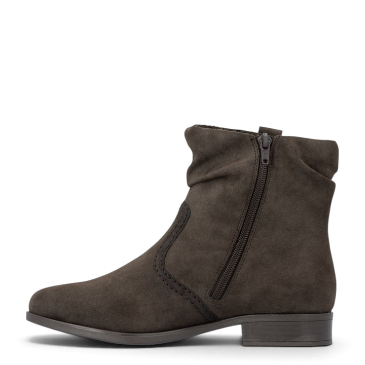 ada-shoes.ro Rieker dark brown faux leather ankle boots with side zipper and velvet lining for winter
