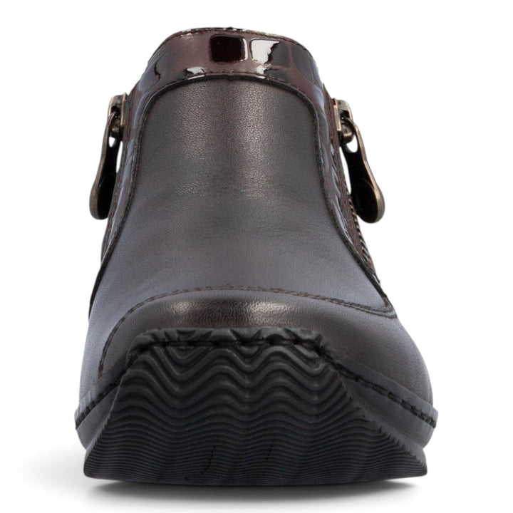 ada-shoes.ro Rieker dark brown casual ankle boots with side zippers and flexible anti-stress sole