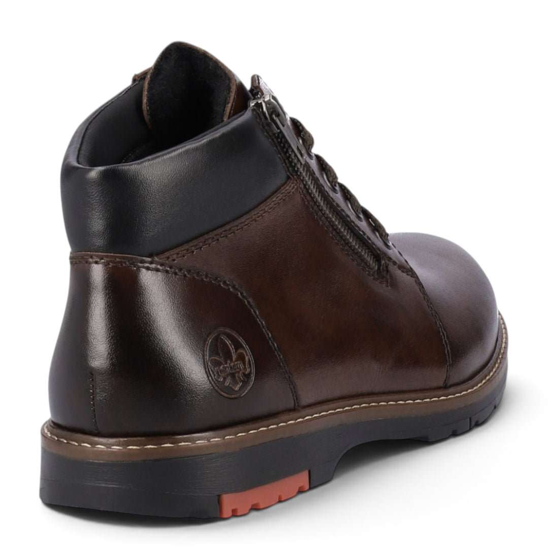 ada-shoes.ro Rieker brown leather ankle boots with side zipper, wool lining, and anatomical sole for men