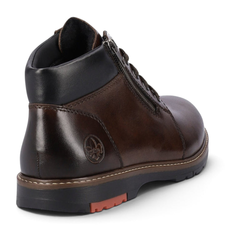 ada-shoes.ro Rieker brown leather ankle boots with side zipper, wool lining, and anatomical sole for men